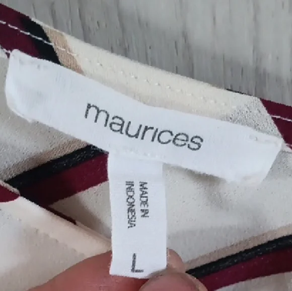 Maurices Burgundy and White Striped Tank Top - Picture 2 of 2